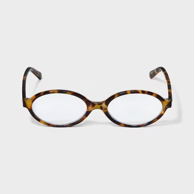 Women's Slim Plastic Oval Blue Light Filtering Glasses- Wild Fable™ Tort | Target