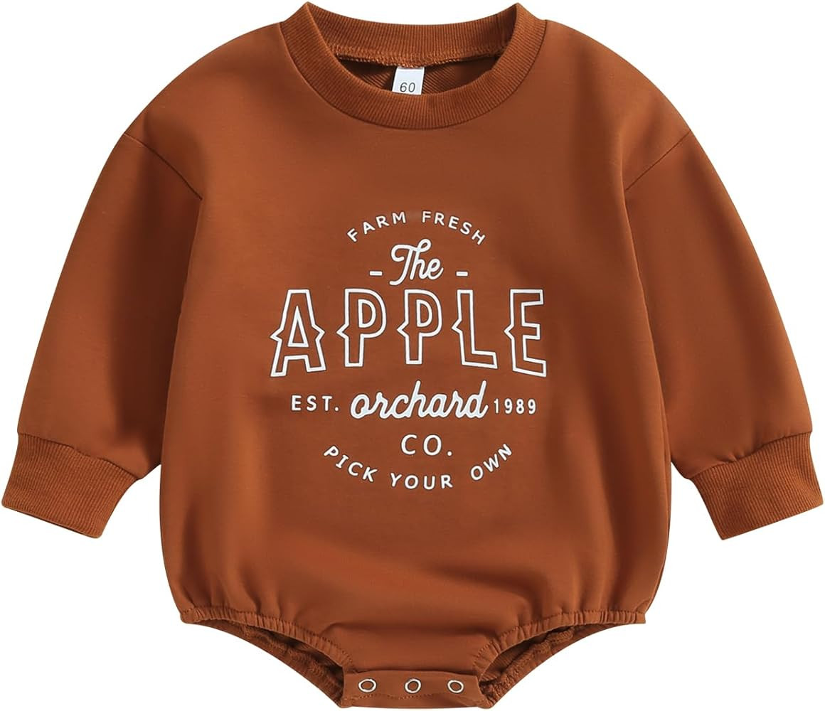 Kuriozud Baby Romper, Long Sleeve Crew Neck Letters Print Fall Bodysuit Clothes for Girls Boys | Amazon (US)