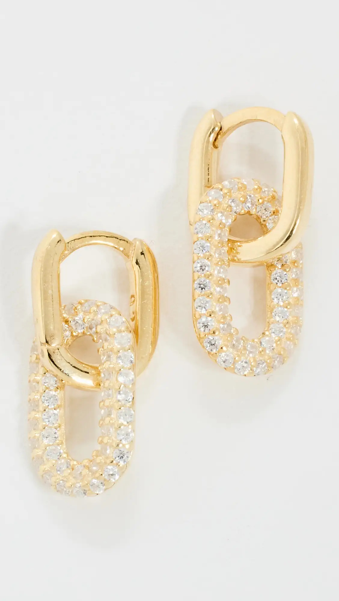 By Adina Eden Pave Oval Shaped Drop Huggie Earrings | Shopbop | Shopbop