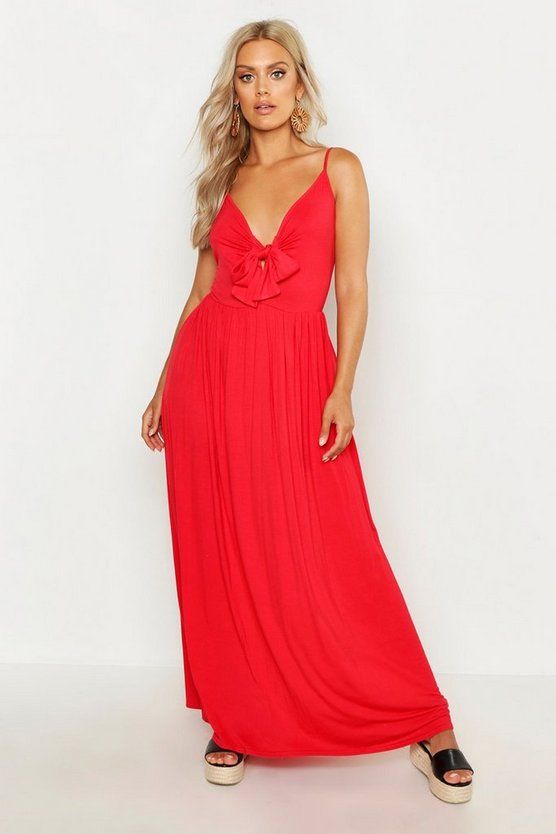 Plus Strappy Knot Front Maxi Dress | Boohoo.com (US & CA)