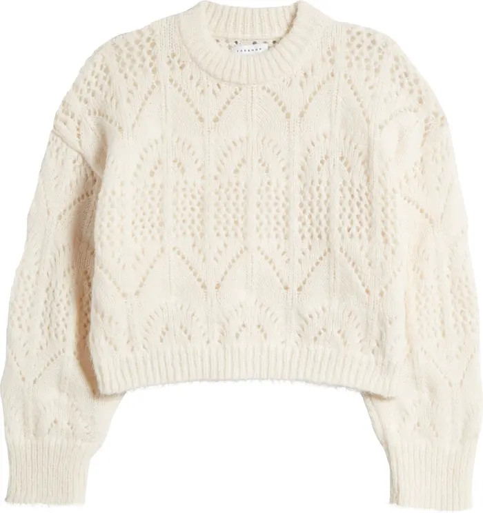 Topshop Pointelle Crewneck Sweater | Nordstrom | Nordstrom