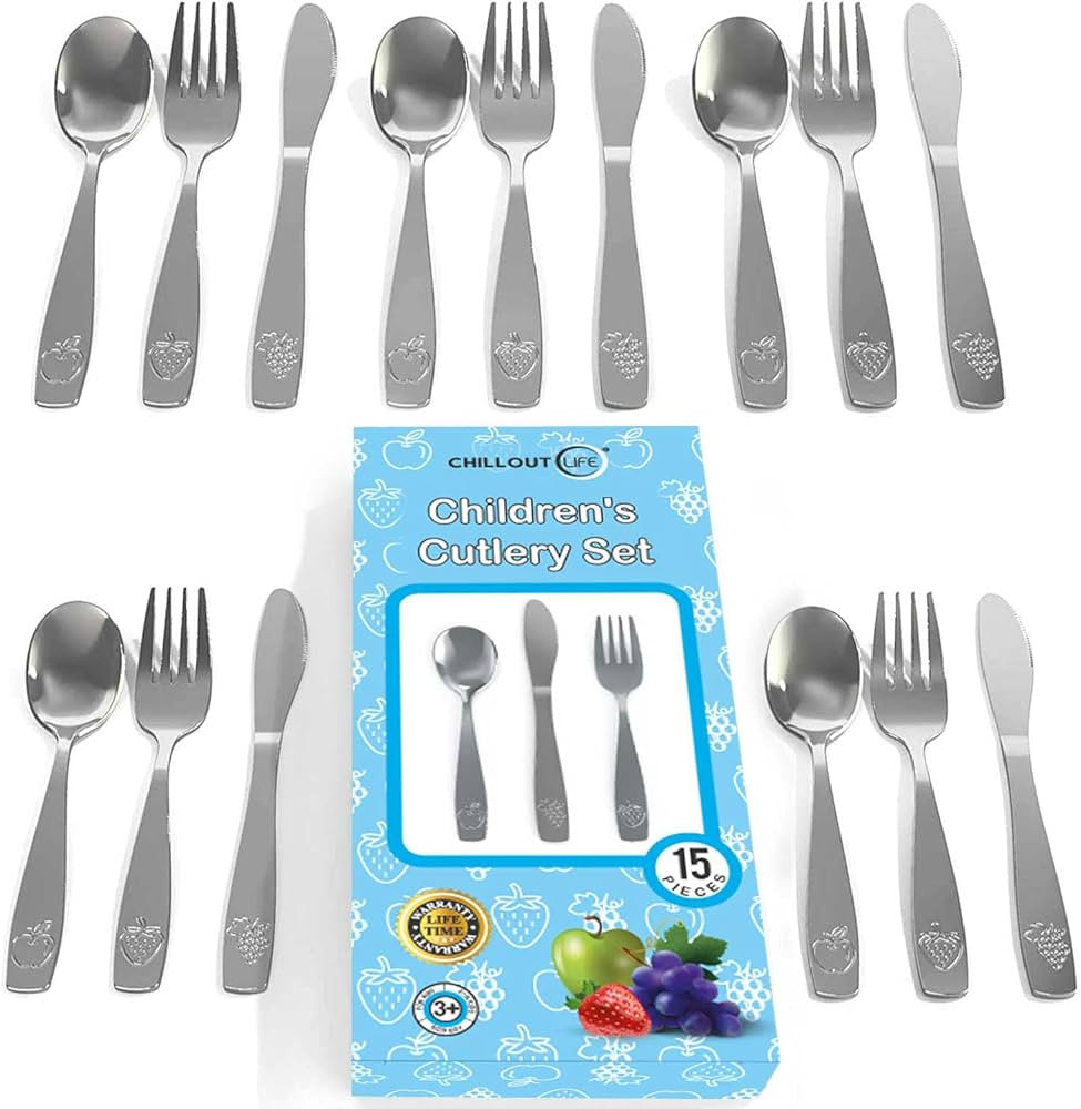 15 Piece Stainless Steel Kids Silverware Set - Child and Toddler Safe Flatware - Kids Utensil Set... | Amazon (US)