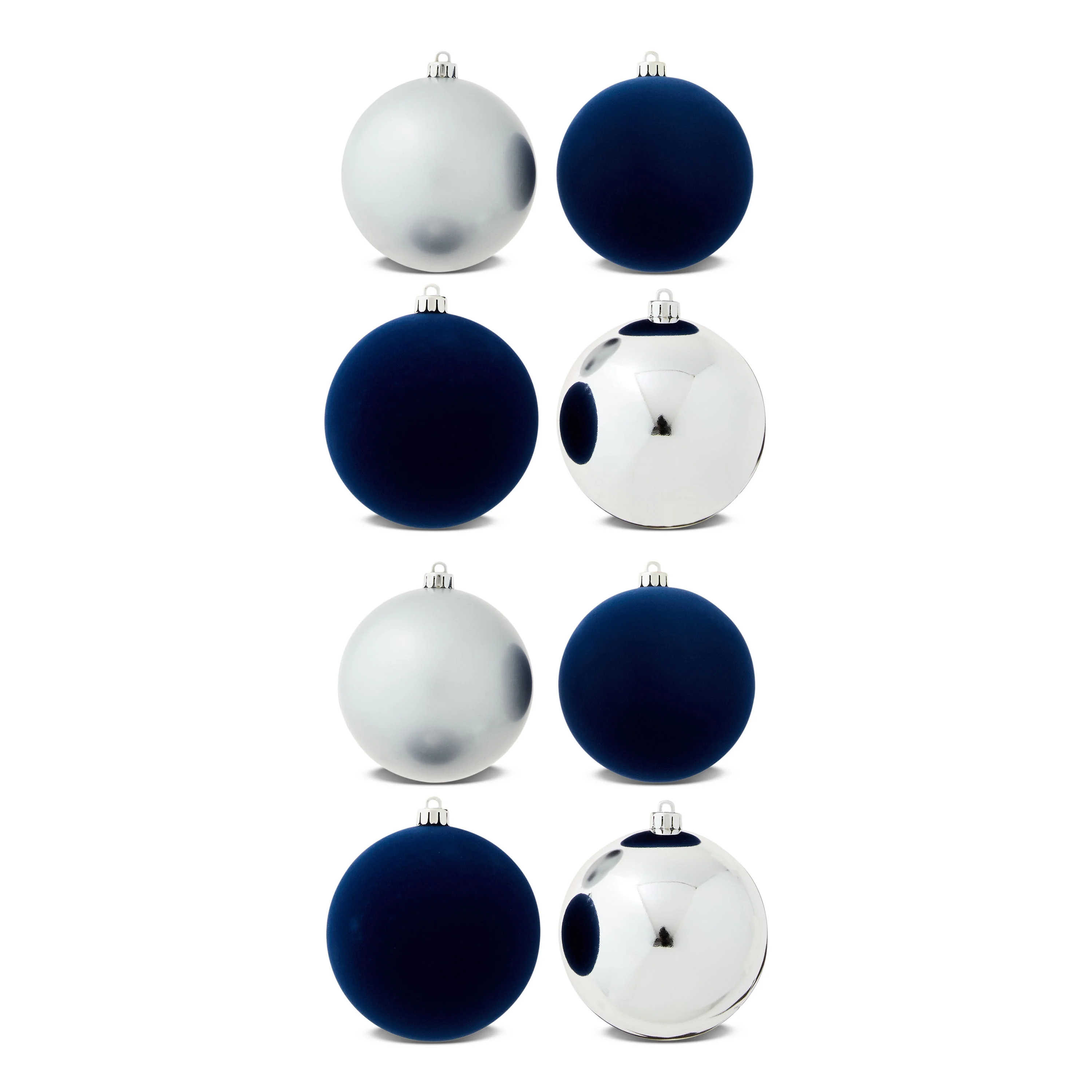 8-Count Navy and Silver Shatterproof Christmas Ornaments, 3.94 in, by Holiday Time - Walmart.com | Walmart (US)
