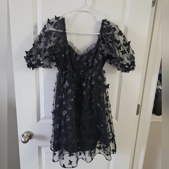 Thirty Thirty Black Butterfly Babydoll Dress | Poshmark