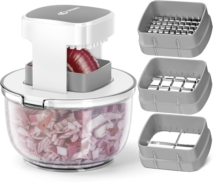KEOUKE Multifunctional Vegetable Chopper Bowl White - 3 Interchangeable Blades Potato French Fry ... | Amazon (US)