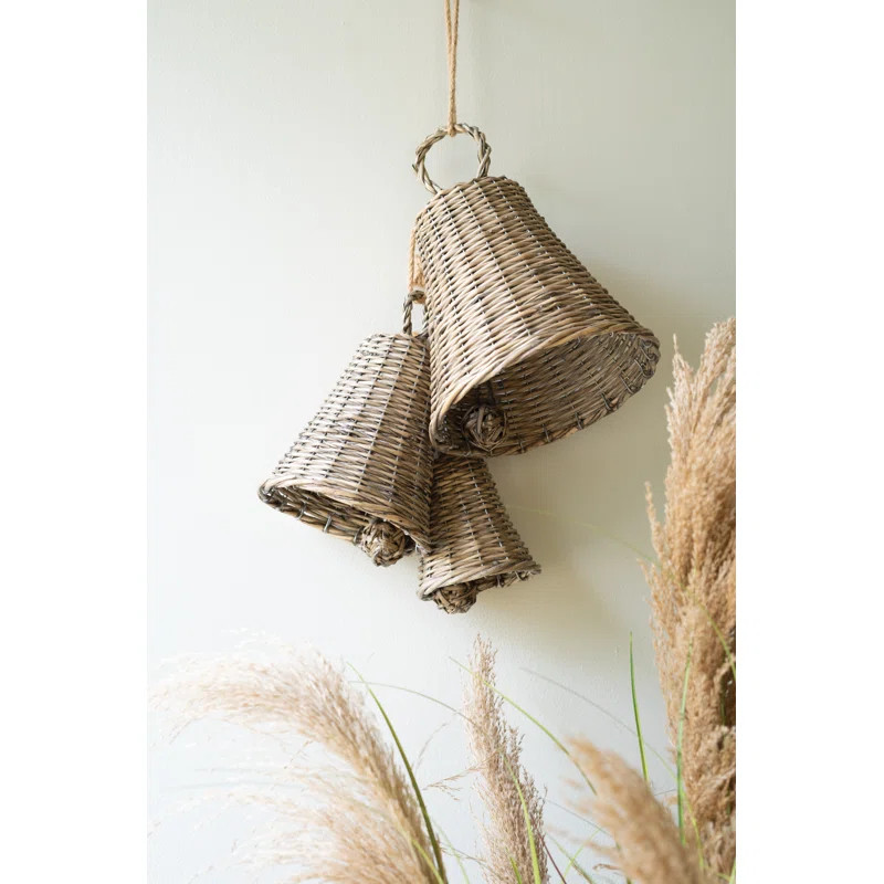 SET OF THREE WOVEN WILLOW CHRISTMAS BELLS | Wayfair North America