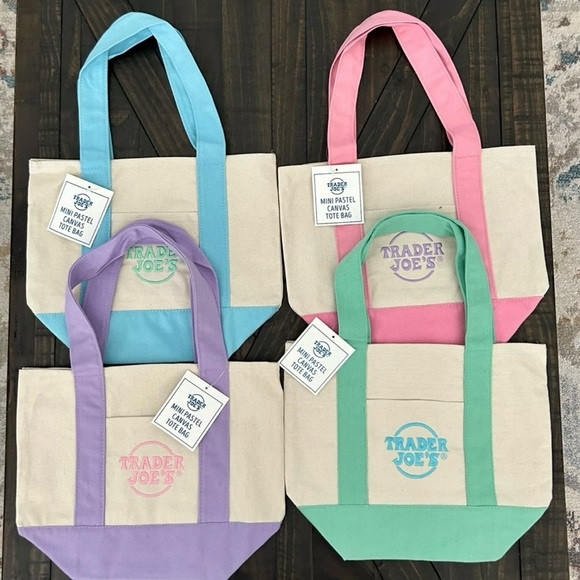 Trader Joe’s Mini Canvas Tote Bag for 1 Mint Green-NEW With Tag Limited Edition | Poshmark