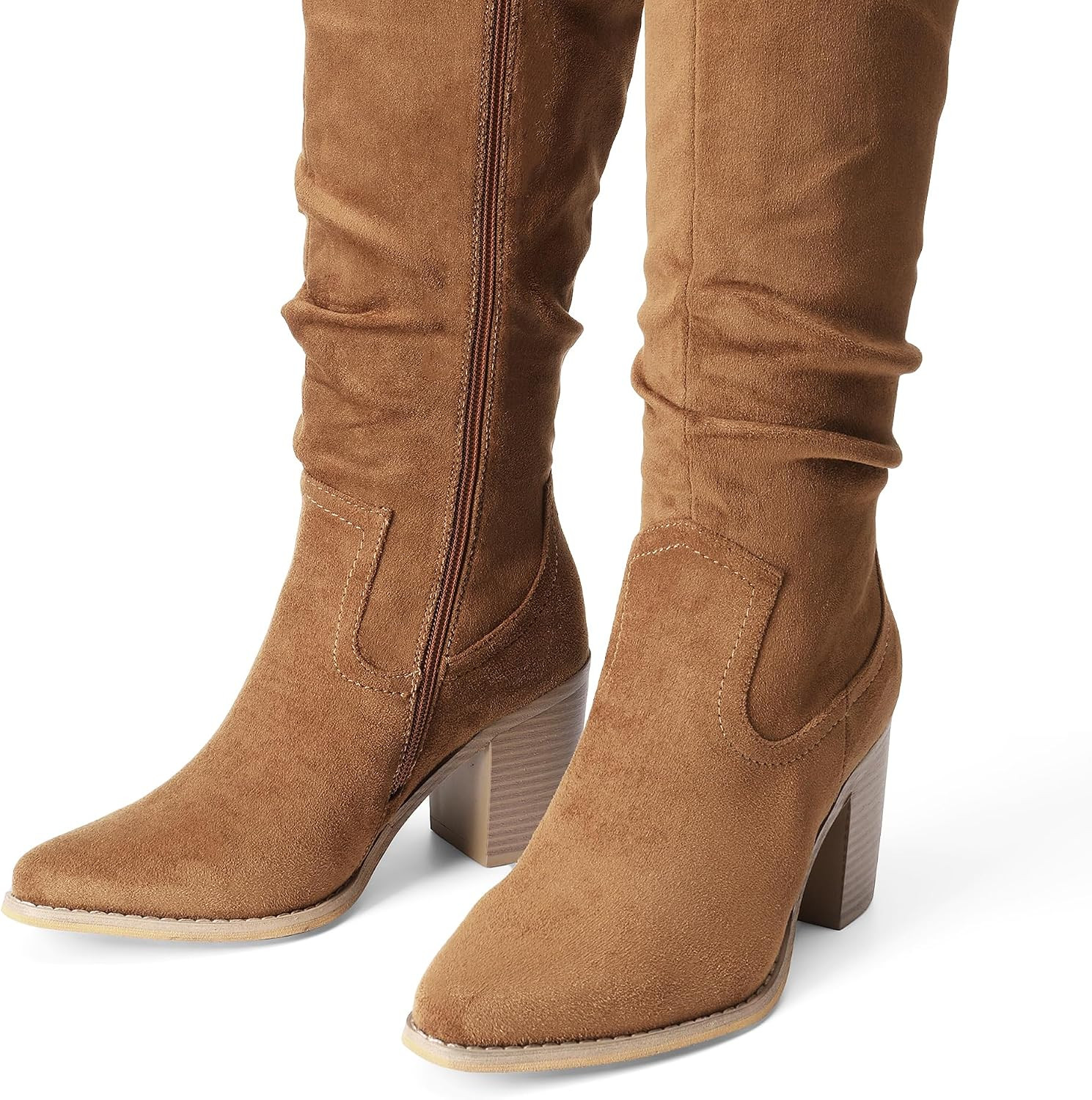 DREAM PAIRS Women's Slouchy Knee-High Chunky Heel Boots | Amazon (US)