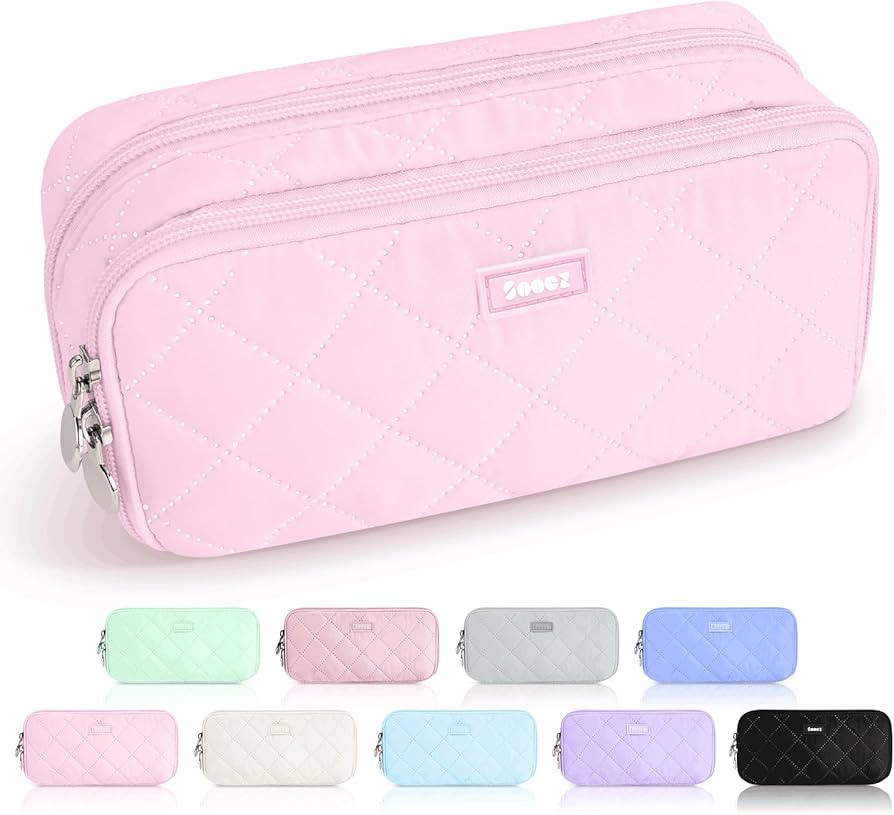 Sooez Large Pencil Case Pouch, Extra Big Pencil Bag with 8 Compartments, Pen Bag Wide Opening, So... | Amazon (US)