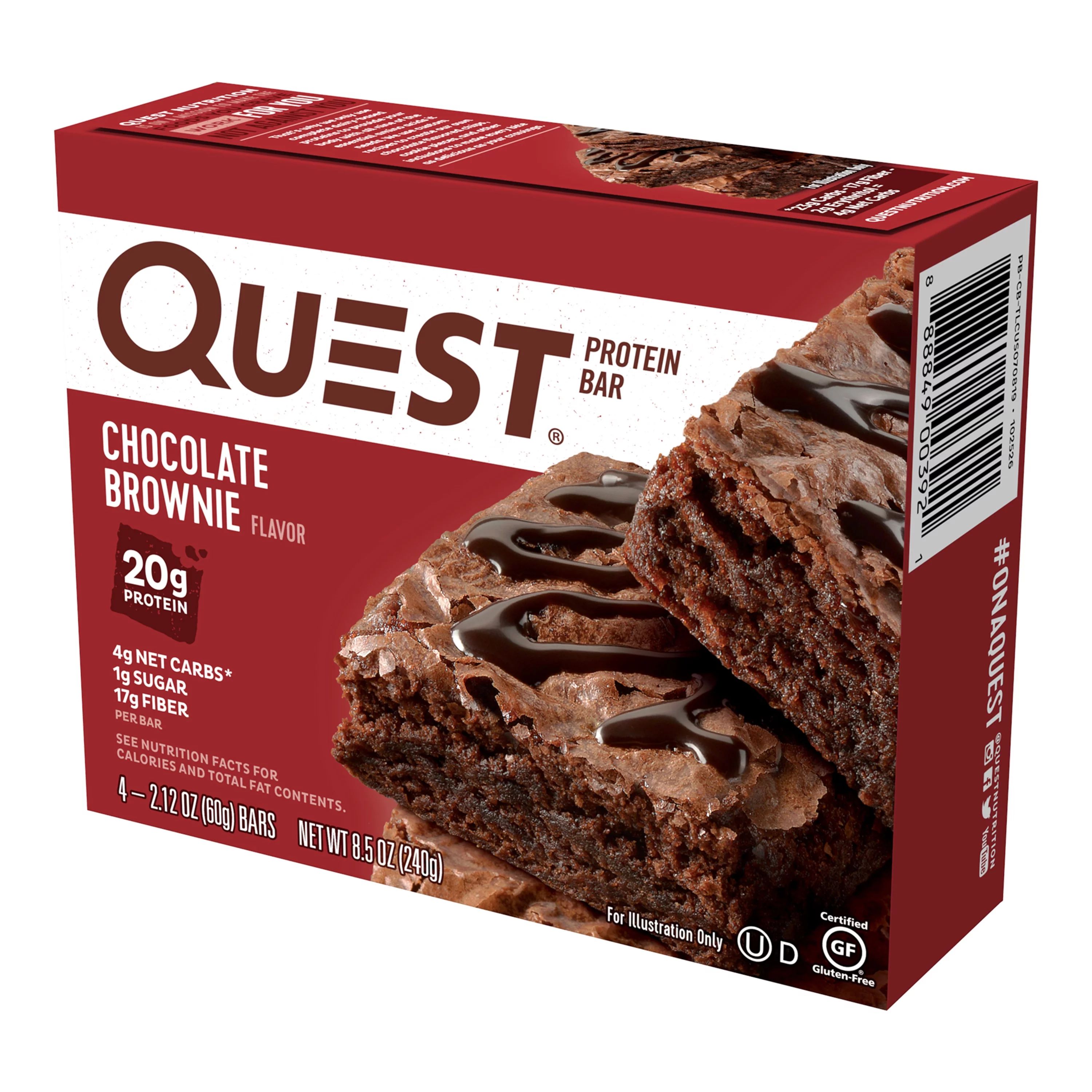 Quest Protein Bar, Chocolate Brownie, 20g Protein, 4 Ct - Walmart.com | Walmart (US)