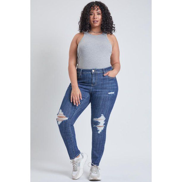 YMI Women's Juniors WannaBettaButt Stretchy Mid-Rise Skinny Jeans - Walmart.com | Walmart (US)