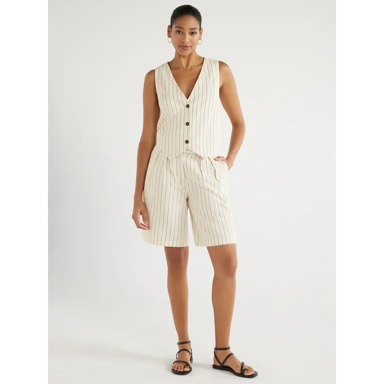 Scoop Women's Tailored Linen Vest, Sizes XS-XXL | Walmart (US)