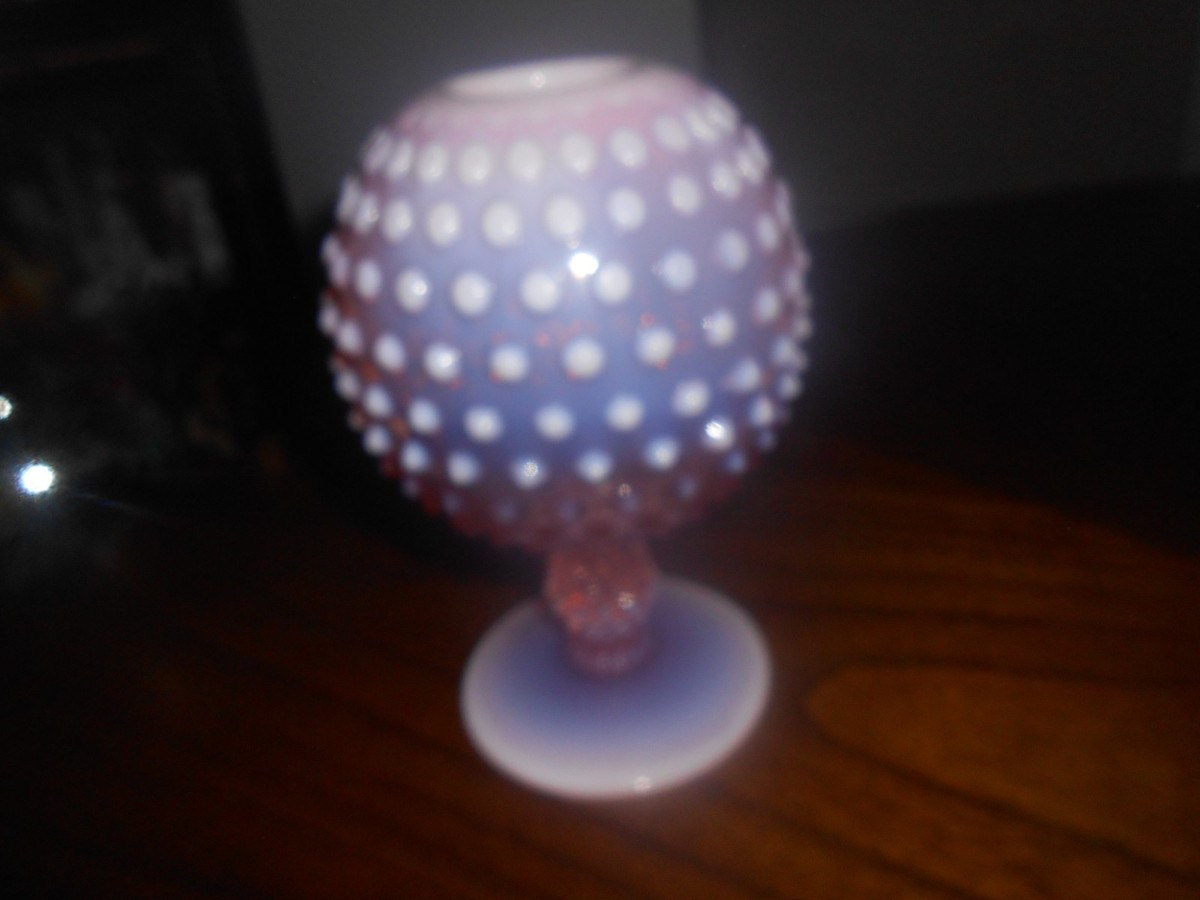 Duncan & Miller Pink Opalescent Hobnail Pedestal Rose Bowl | eBay | eBay US