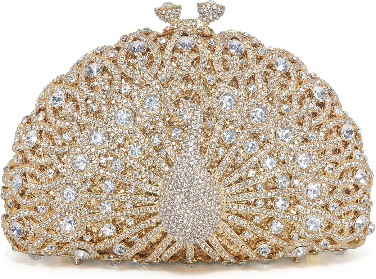 Peacock Luxury Rhinestone Crystal Evening Clutch Bag Sparkly Bride Wedding Party Purses for Women | Amazon (US)
