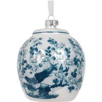 Large Glass Blue & White Bird Ginger Jar Ornament | Etsy (US)