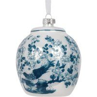 Large Glass Blue & White Bird Ginger Jar Ornament | Etsy (US)