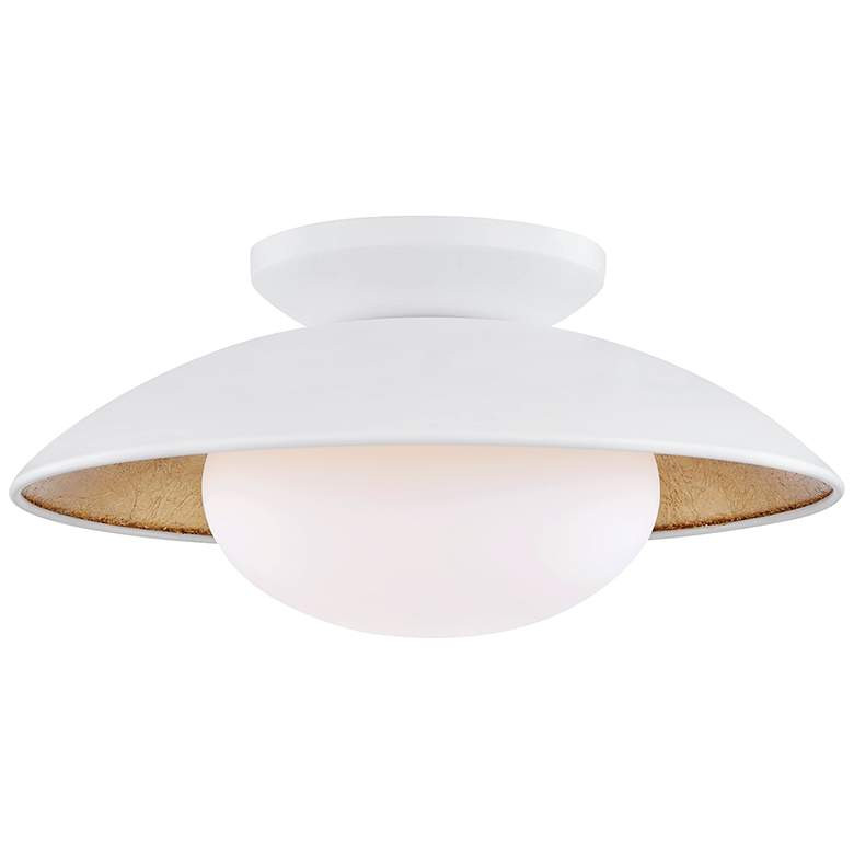 Mitzi Cadence 14" Wide White Lustro Gold Leaf Ceiling Light - #81X34 | Lamps Plus | Lamps Plus