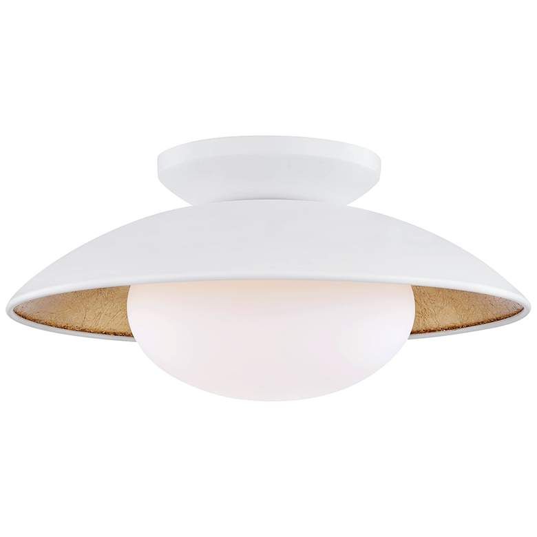 Mitzi Cadence 14" Wide White Lustro Gold Leaf Ceiling Light - #81X34 | Lamps Plus | Lamps Plus