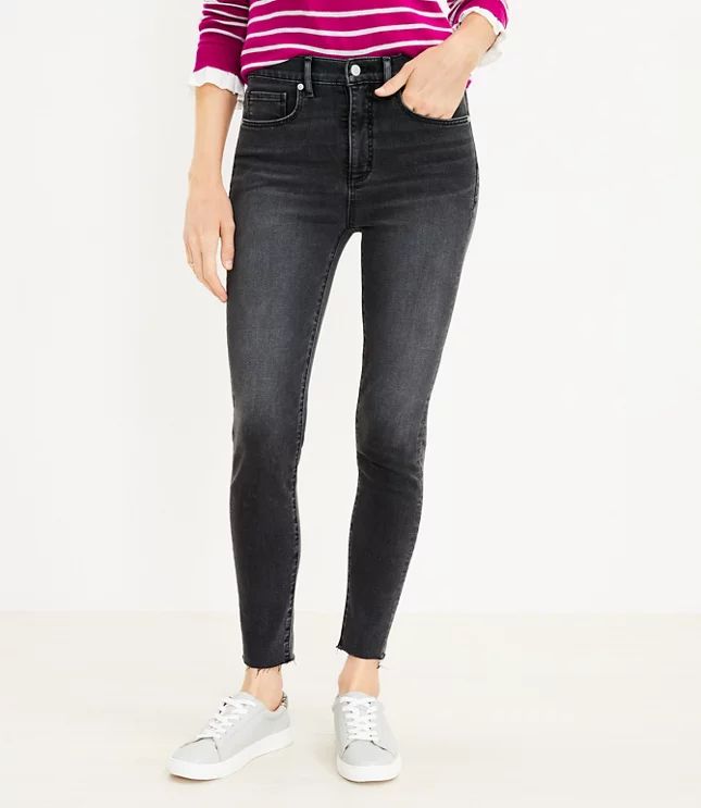 Fresh Cut High Rise Skinny Jeans in Black | LOFT