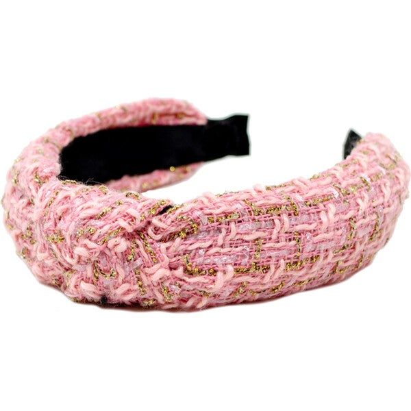 Tweed Knotted Hairband, Pink | Maisonette