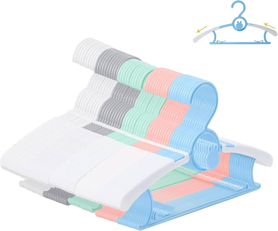 50 Pack Infant Hangers, Non-Slip Kids Hanger, 11"-14" Adjustable Baby Hanger, Space Saving Plasti... | Amazon (US)