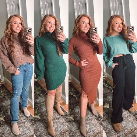Pink blush outfits ! Code: jami25 

Medium sweater dresses, small sweater and sweatshirt, medium pants (could have done a small!)

#LTKstyletip #LTKHoliday #LTKSeasonal