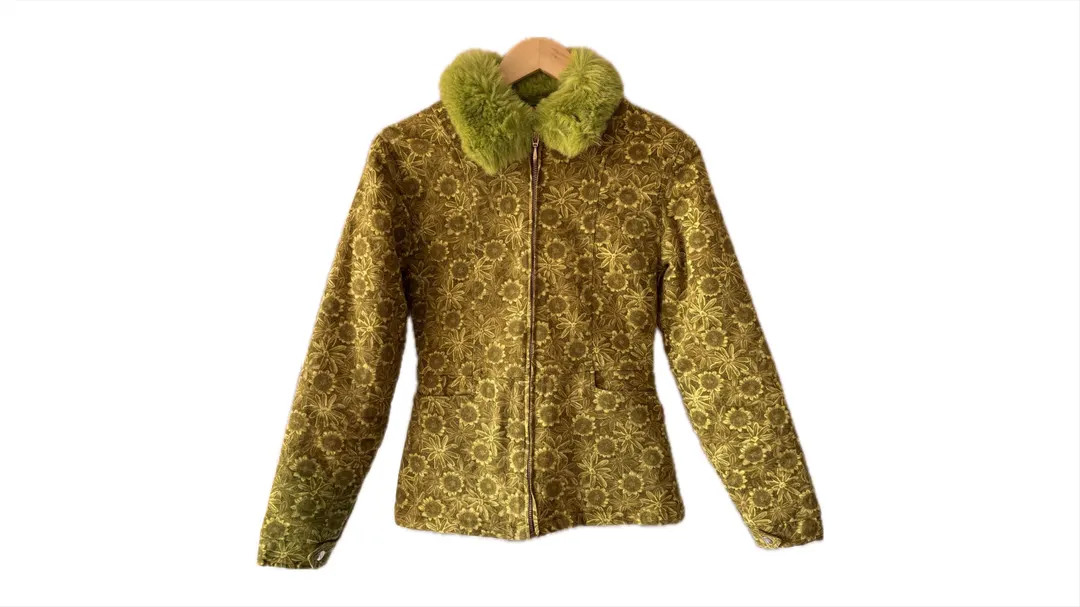 90s KENZO* Quilted Jacket Floral Teddy Collar Green Designer One-of-a-kind | Etsy (US)