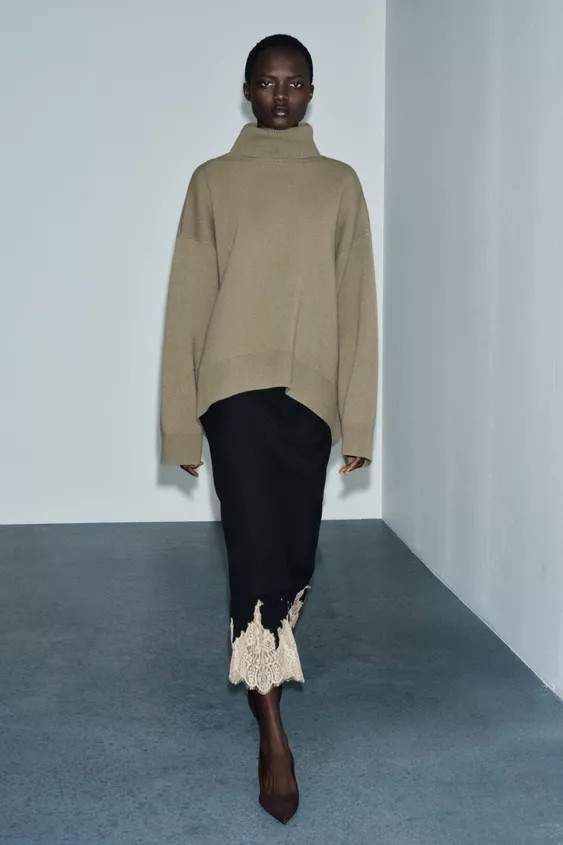 ZW COLLECTION COMBINED LACE SKIRT | Zara US