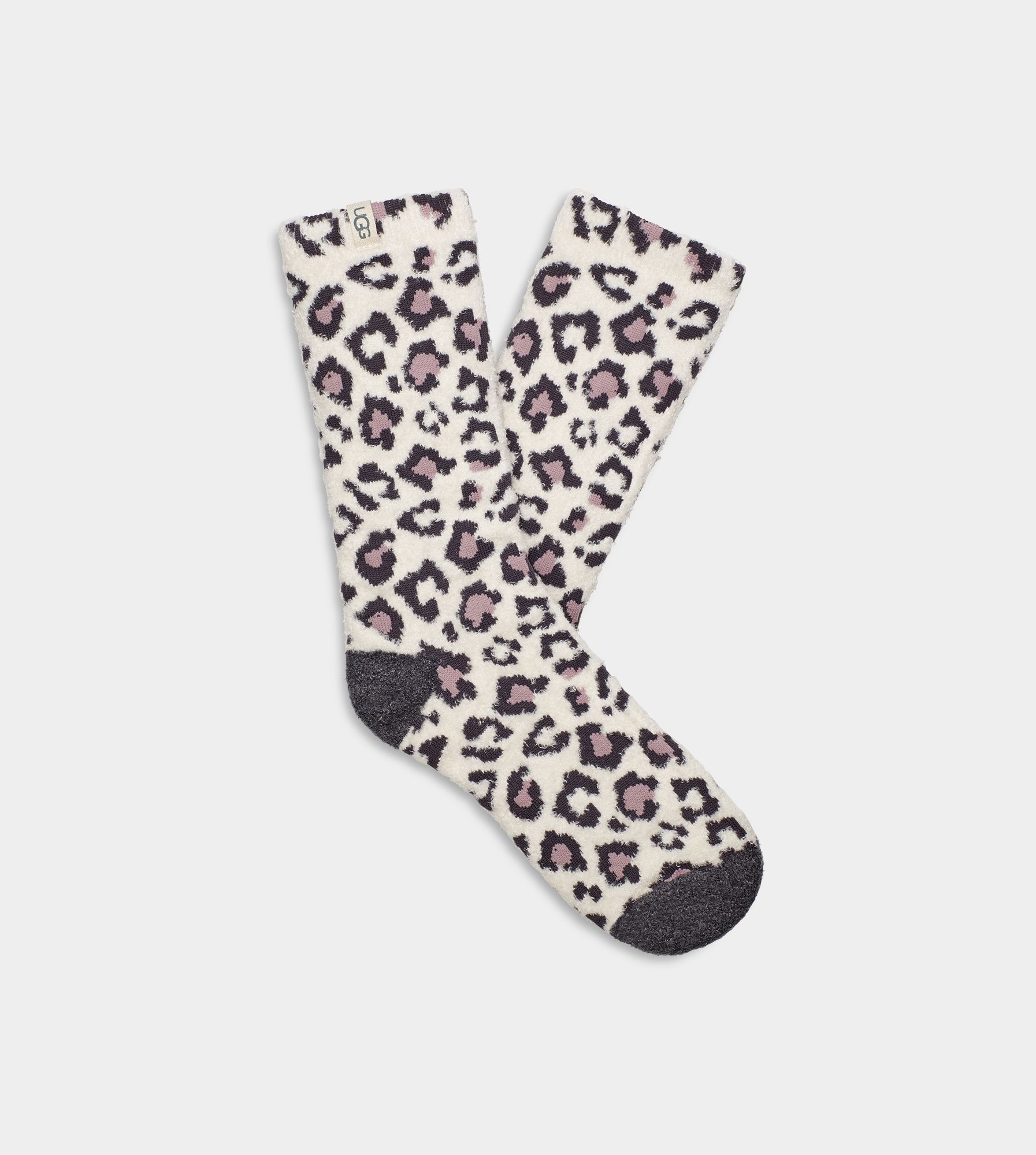 UGG Women's Leslie Graphic Crew Sock Polyester Socks in Cream Leopard | UGG (US)