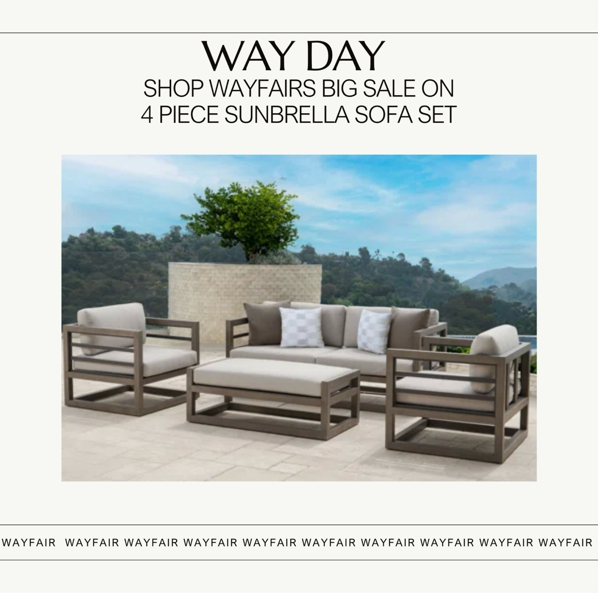 Maxine 4 piece Sunbrella Sofa Seating Group With Cushions

Outdoor 
Outdoor Furniture 
Outdoor Sofa
Sunbrella 

#LTKhome #LTKsalealert #LTKstyletip
