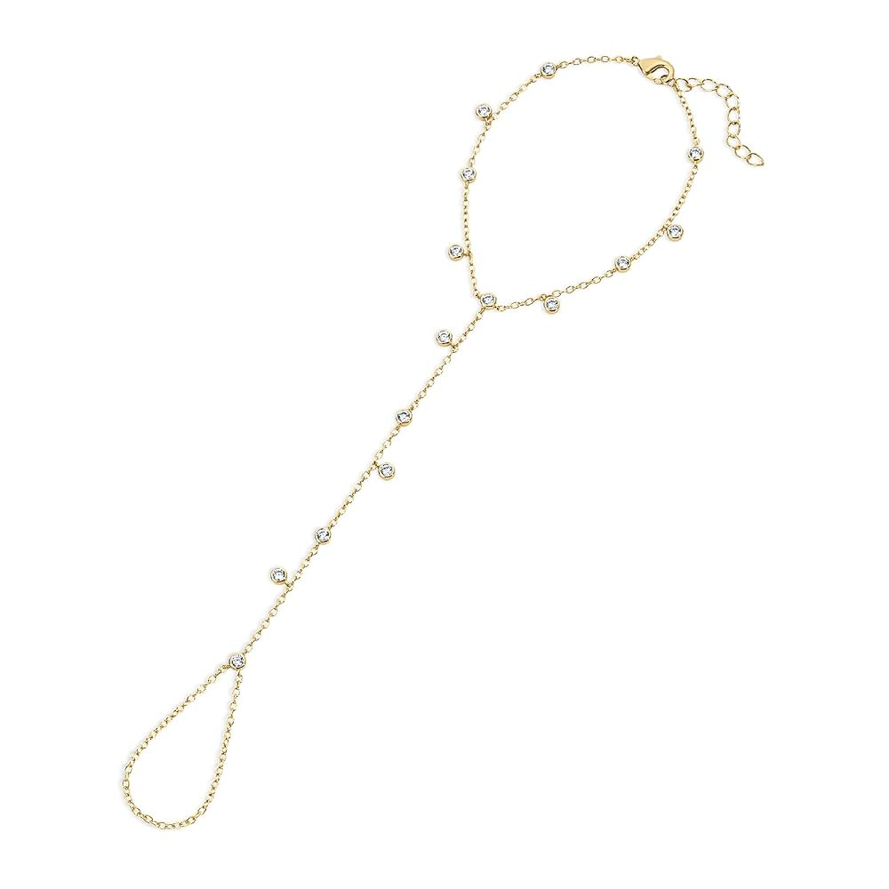 Electric Picks Palmer Hand Chain Bracelet - 14kt Gold Plated, Women's Bracelet, Cubic Zirconia, F... | Amazon (US)