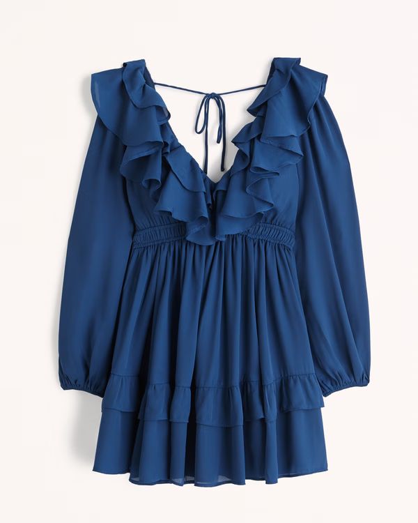 Women's Long-Sleeve Ruffle Mini Dress | Women's New Arrivals | Abercrombie.com | Abercrombie & Fitch (US)