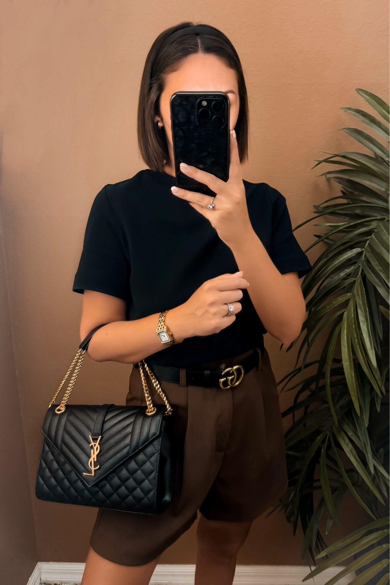 Summer to Fall Outfit

🖤 Reviews on all products! 
• COS crewneck black t- shirt - S
• Amazon casual women brown shorts - S
• Gucci leather belt - 80
• Saint Laurent designer quilted bag 
• Hermes designer inspired women black leather slide sandals -7
• Sam Edelman black block heel sandal - 7.5
• Amazon black headband

Old Money Fall Outfit | Classy Fall Outfit | Fall Neutrals | Fall Chic | Chic Fall Outfits | Fall Outfits Petite | Fall Outfits Women | Fall Capsule Wardrobe | Fall Casual Outfits | Fall Vacation Outfits |  Fall Outfits | Fall Fashion | Fall Style | Fall OOTD | Fall Looks | Fall Outfit Ideas | Fall Outfit Inspo | old money looks | old money aesthetic | old money fashion | old money style | old money outfits | old money style women | old money | old money fall | neutral outfit | neutral summer outfit | neutral style | classic style | classic outfits | chic outfits | chic summer outfits | chic style | casual chic | quiet luxury | french style | french fashion | french girl style | Parisian chic | Parisian style | minimalist | minimalist fashion | capsule wardrobe | capsule wardrobe summer | capsule wardrobe fall | petite outfits 

#LTKItBag #LTKStyleTip #LTKShoeCrush #LTKFindsUnder100 #LTKSeasonal #LTKOver40