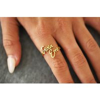 Double Name Ring, Two Ring in Gold, Silver, Rose Personalized Gift For Mom, Best Friend Gift, Christmas Women, Gift Her | Etsy (US)