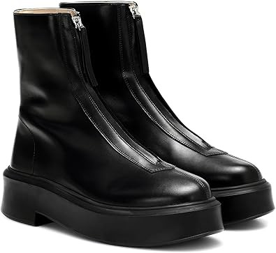 Coutgo Womens Front Zip Ankle Boots Comfortable Platform Flat Chunky Heel Booties Round Toe Casua... | Amazon (US)