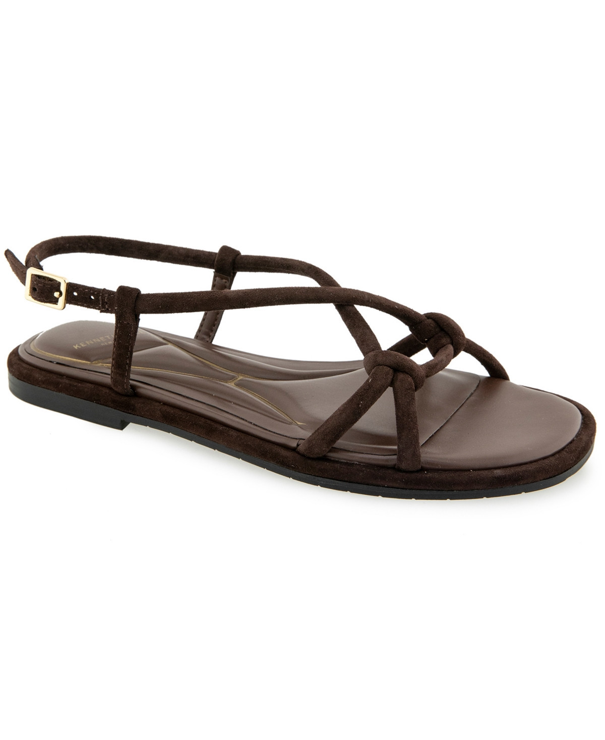 Kenneth Cole New York Women's Paria Strappy Flat Sandals - Chocolate Suede | Macy's