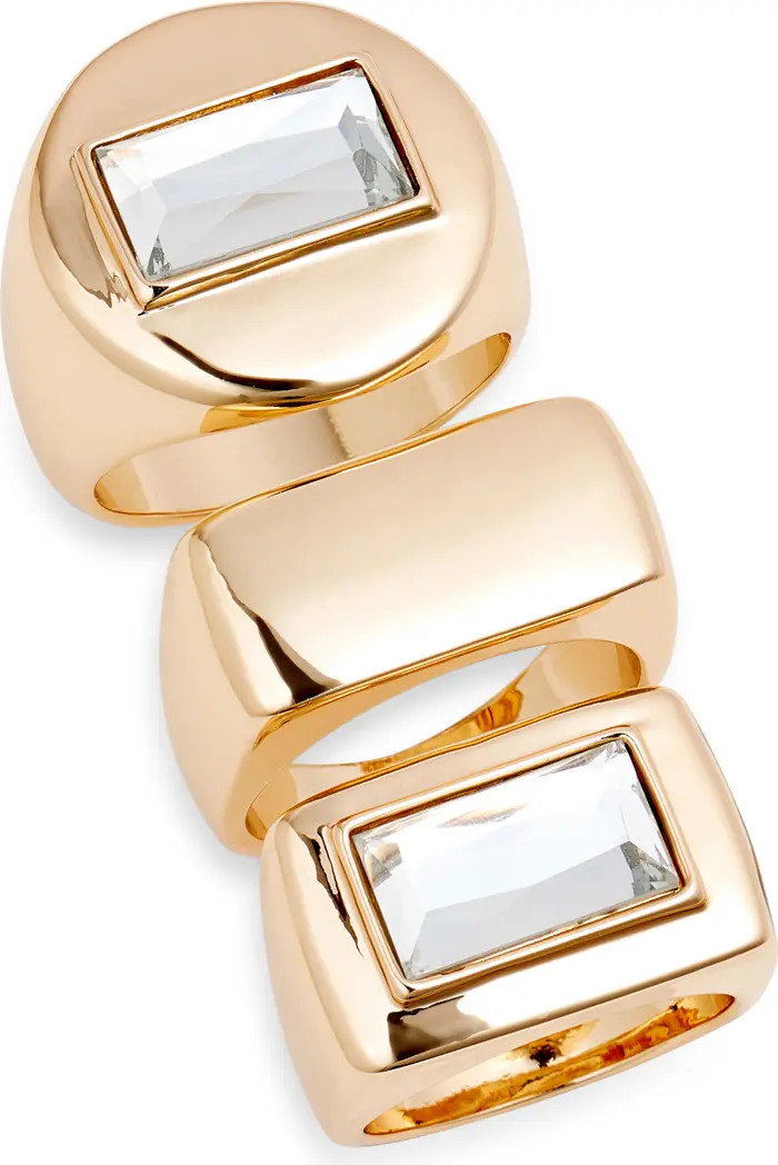 Open Edit Set of 3 Polished Metal Rings | Nordstrom | Nordstrom