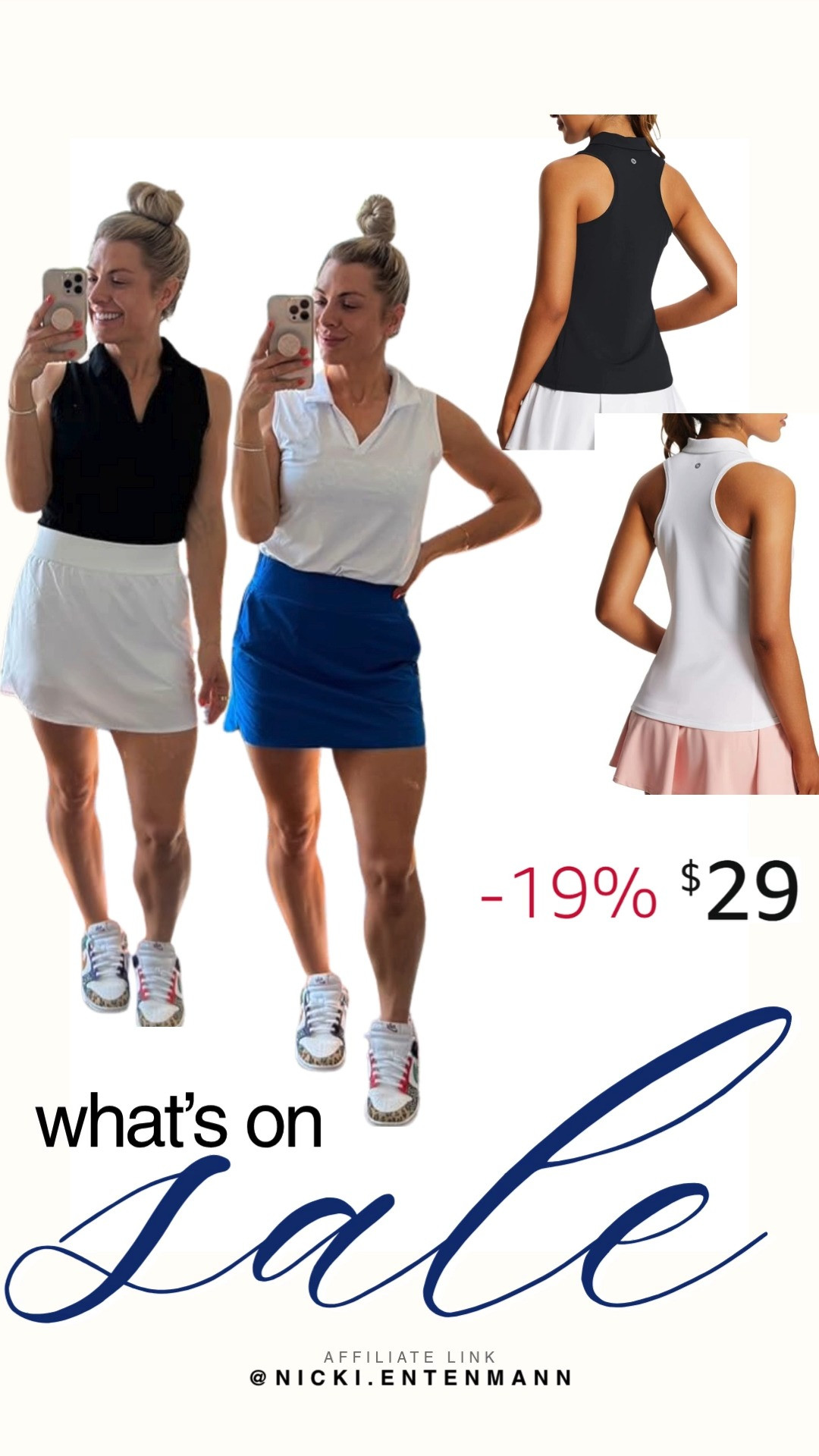 "Stay cool and confident on the green with this performance-driven golf polo tank. Featuring a classic collar and a sleek racerback design, this top offers a tailored look without sacrificing range of motion. Whether you prefer a timeless black or a crisp white, these moisture-wicking tanks pair perfectly with your favorite golf skirts for a polished athletic silhouette. Snag this course essential while it is 19% off and elevate your game-day style.

#golfstyle #golfapparel #activewear #salealert #athleisure #golfoutfit #springfashion #sportychic #workoutootd #summerstyle"																									 

 #LTKootd #LTKActive #LTKSaleAlert