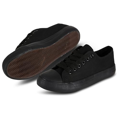 All Black Canvas Shoes for Women Casual Low Top Sneakers Fashion Black Tennis Shoes for Women, All Black, Size 7.5 | Amazon (US)