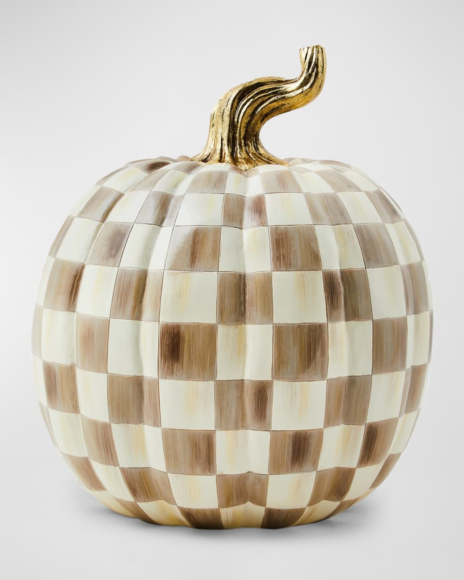 Mocha Check Large Pumpkin, 17.3" | Neiman Marcus