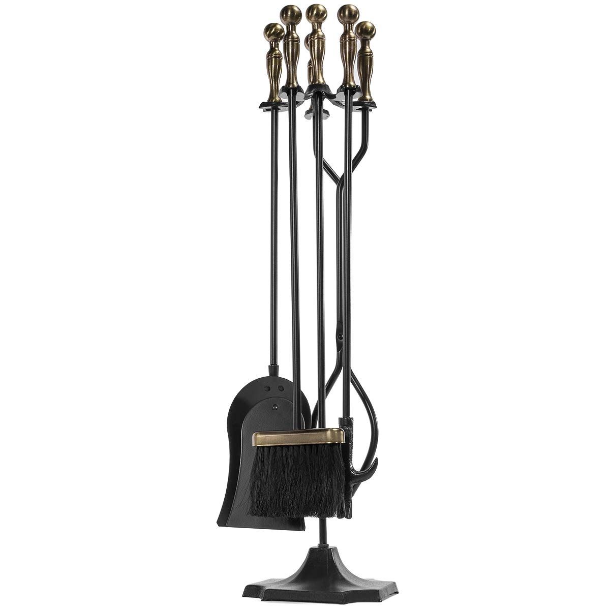 Barton 5Pc Fireplace Tools Bronze w/Stand Poker Shovel Tongs Brush Fire Set Accessories Indoor Outdo | Amazon (US)