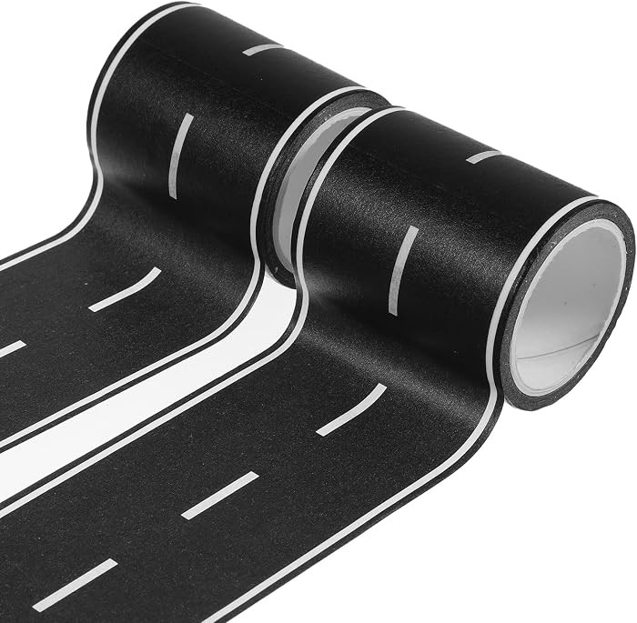 Ouligay 2PCS Road Tape for Toy Cars, Road Tape for Kids, Race Track Tape, Black Roadway, Easy Sti... | Amazon (US)