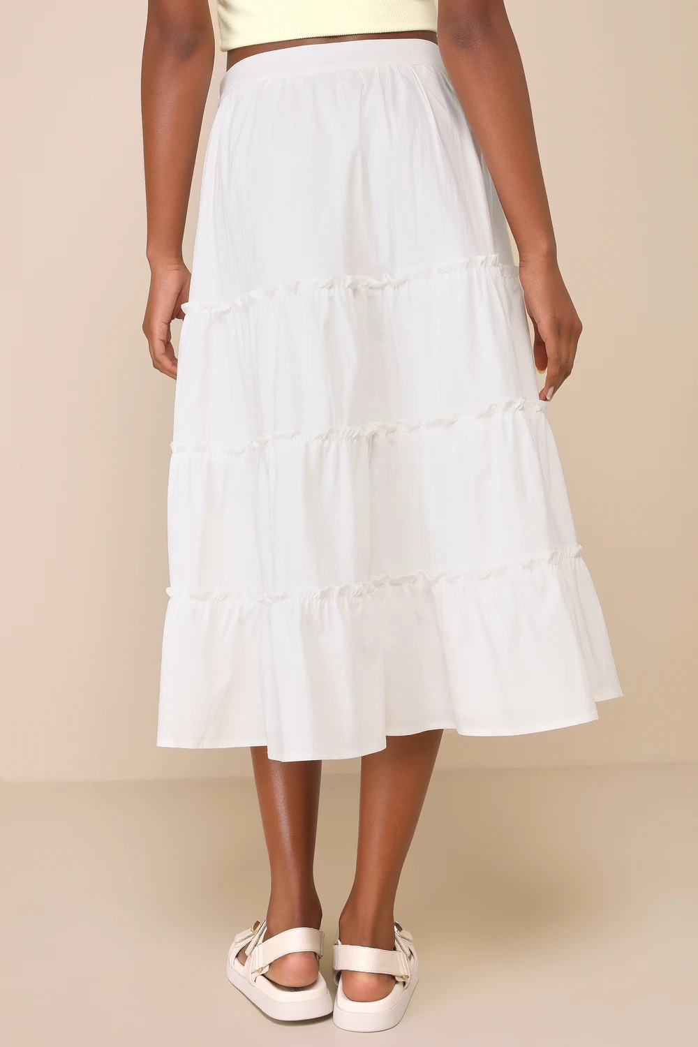 Dearest Cutie Ivory High Rise Tiered Midi Skirt | Lulus