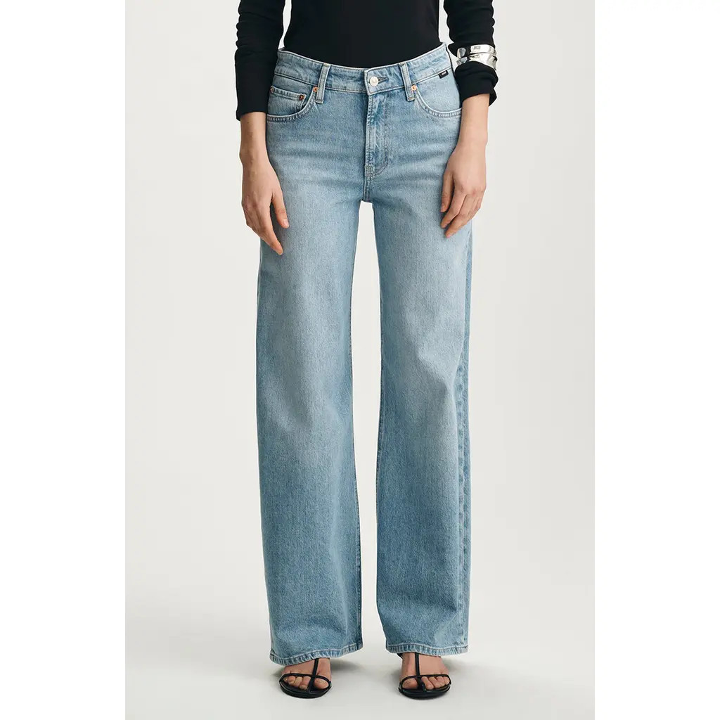 Mavi Jeans Florida High Waist Wide Leg Jeans in Bleached Classic Blue at Nordstrom, Size 27 30 | Nordstrom