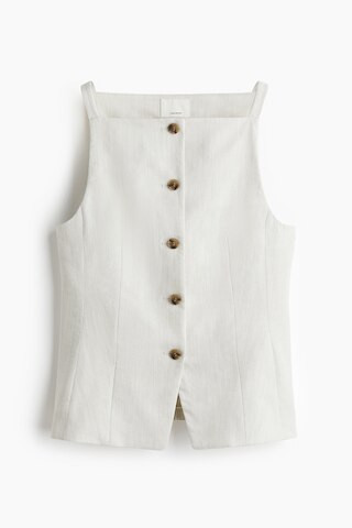 H & M - Linen-blend waistcoat - Grey | H&M (UK, MY, IN, SG, PH, TW, HK)