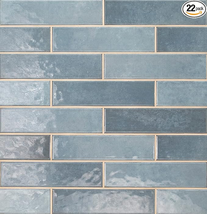 MSI Renzo Denim 3 Inch x 12 Inch Glossy Ceramic Subway Tile for Bathroom, Kitchen Backsplash, Acc... | Amazon (US)