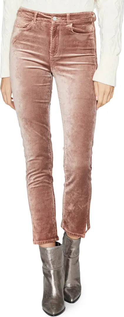 PAIGE Cindy High Waist Straight Leg Velvet Pants | Nordstrom | Nordstrom