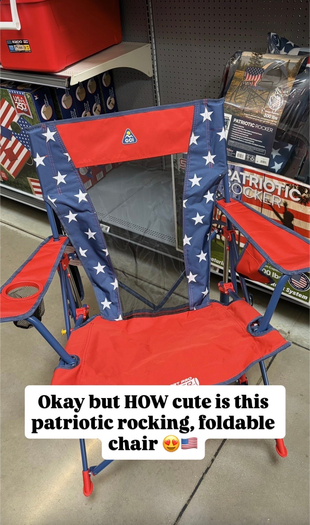 Okay but HOW cute is this patriotic rocking chair 😍🇺🇸 perfect for camping, bonfires, ball games & all your summer backyard hangs ☀️✨

#LTKSaleAlert #LTKSwim #LTKvlog