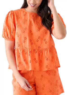 Crown & Ivy™ Women's Short Sleeve Bow Back Top | Belk