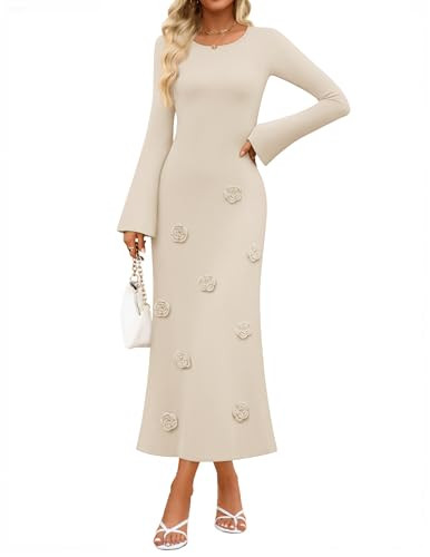 ZESICA Winter Wedding Guest Sweater Dresses for Women 2025 Elegant Formal Long Sleeve Cocktail Mi... | Amazon (US)